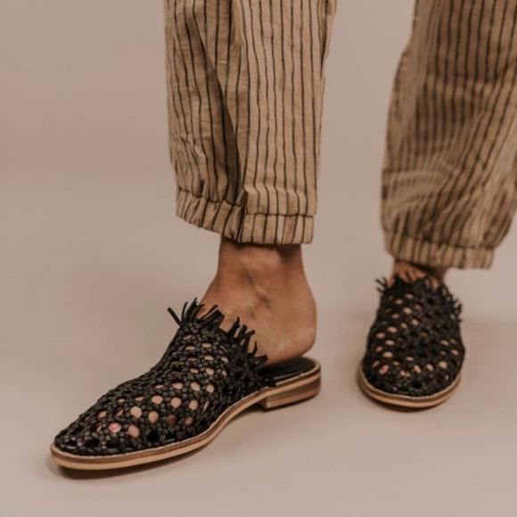 Free People Leather Mirage Woven Slip On Flats - Picture 4 of 11